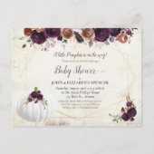 Elegante White Pumpkin Couples Baby Dusche Postkarte (Vorderseite)