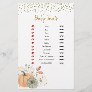 Elegante White Pumpkin Shower Baby Tracks Games