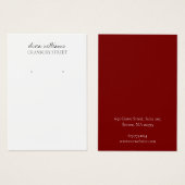 Elegante White Red Minimal Earring Display Card (Vorne & Hinten)