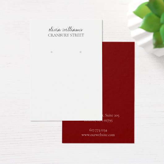 Elegante White Red Minimal Earring Display Card (Schreibtisch)