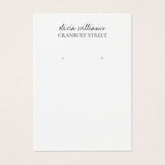 Elegante White Red Minimal Earring Display Card (Vorderseite)