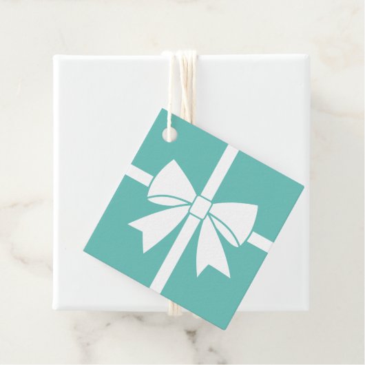 Elegante White Ribbon Bow Aquamarin Blue Baby Dusc Geschenkanhänger (Beispiel)