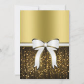 Elegante White Ribbons Gold Wedding Einladung (Rückseite)