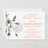 Elegante White Rose Blumendusche Einladung (Vorderseite)