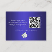 Elegante White Rose Bouquet Blue Wedding Website Begleitkarte (Rückseite)