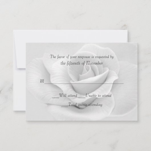 Elegante White Rose Custom Wedding Response Card RSVP Karte (Vorderseite)
