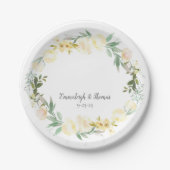 Elegante White Rose Floral Wedding Pappteller (Vorderseite)