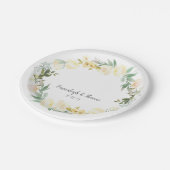 Elegante White Rose Floral Wedding Pappteller (Schrägansicht)