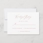 Elegante White Rose Gold Calligraphy Wedding RSVP Karte (Vorderseite)
