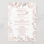 Elegante White Rose Gold Floral Wedding Programm (Vorderseite)
