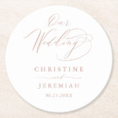 Elegante White Rose Gold Hochzeit Runder Pappuntersetzer (Vorderseite)