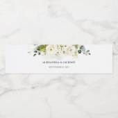 Elegante White Rose & Gold Hochzeit Wasserflaschenetikett (Einzelnes Label)