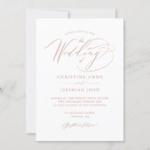 Elegante White Rose Gold Moderne Script Hochzeit