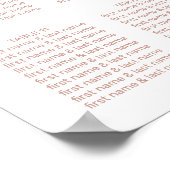 Elegante White Rose Gold Script Hochzeitssitze Poster (Ecke)