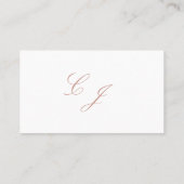 Elegante White Rose Gold Script Monogram Wedding Platzkarte (Rückseite)