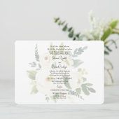 Elegante White Rose Watercolor Wedding Rounded Einladung (Stehend Vorderseite)