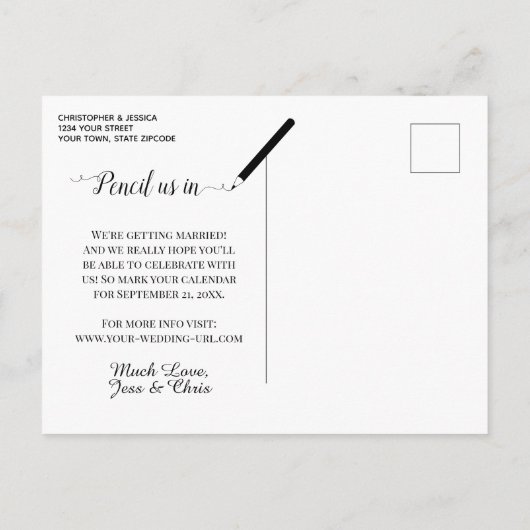 Elegante White Rose Wedding speichern das Datum Ankündigungspostkarte (Rückseite)