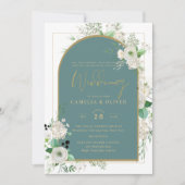 Elegante White Roses All-in-1 Wedding Einladung UA (Vorderseite)