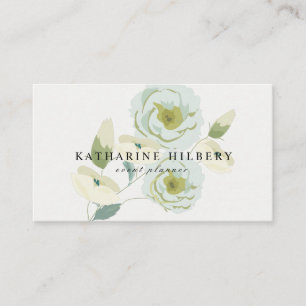 Elegante White Roses Business Card Visitenkarte
