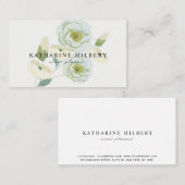 Elegante White Roses Business Card Visitenkarte (Vorne/Hinten)