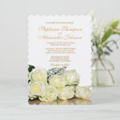 Elegante White Roses Einladung zur Hochzeit (Stehend Vorderseite)
