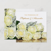 Elegante White Roses Einladung zur Hochzeit (Vorne/Hinten)