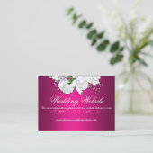 Elegante White Roses, Fuchsia Pink Wedding Website Begleitkarte (Stehend Vorderseite)