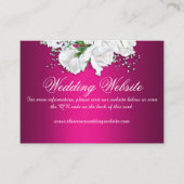 Elegante White Roses, Fuchsia Pink Wedding Website Begleitkarte (Vorderseite)