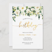 Elegante White Roses Girls Einladung zum Geburtsta (Vorderseite)