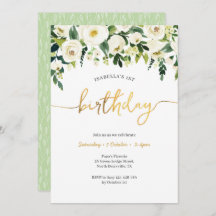 Elegante White Roses Girls Einladung zum Geburtsta