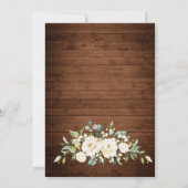 Elegante White Roses Lace Rustic Wood Wedding Einladung (Rückseite)