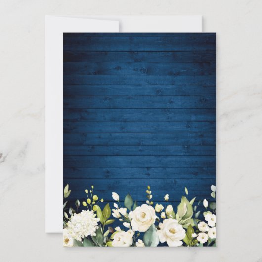 Elegante White Roses Lace Rustikale Engagement Par Einladung (Rückseite)