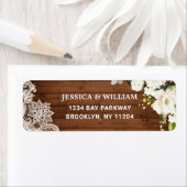 Elegante White Roses Lace Rustikale Rücksendeadres (Insitu)
