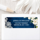 Elegante White Roses Lace Rustikale Rücksendeadres (Insitu)