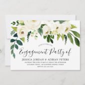 Elegante White Roses Moderne Engagement Party Einladung (Vorderseite)