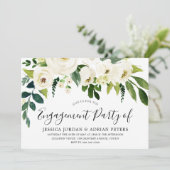 Elegante White Roses Moderne Engagement Party Einladung (Stehend Vorderseite)