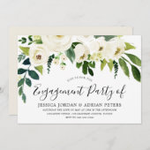 Elegante White Roses Moderne Engagement Party Einladung (Vorne/Hinten)