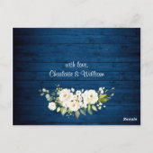 Elegante White Roses Rustic Wedding Details Card Postkarte (Rückseite)