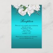 Elegante White Roses und Aqua Wedding Empfang Begleitkarte (Vorderseite)