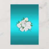 Elegante White Roses und Aqua Wedding Empfang Begleitkarte (Rückseite)