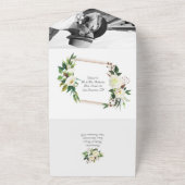 Elegante White Roses Wedding All In One Einladung (Außenbereich)