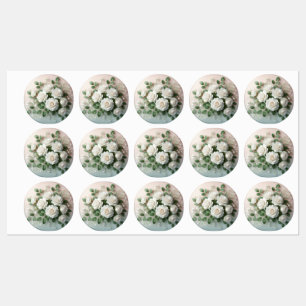 Elegante White Roses Wedding Etiketten