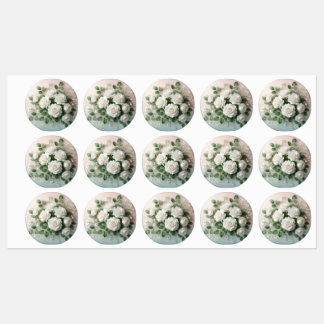 Elegante White Roses Wedding Etiketten