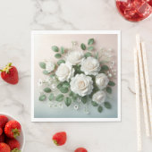 Elegante White Roses Wedding Serviette (Beispiel)