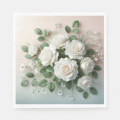 Elegante White Roses Wedding Serviette (Vorderseite)