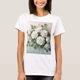 Elegante White Roses Wedding T-Shirt