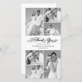 Elegante White Scalloped Band 6 Foto Chic Wedding Dankeskarte (Vorne/Hinten)