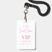 Elegante White Script 16 . Geburtstag Einladung VI Ausweis (Vorderseite mit Lanyard)