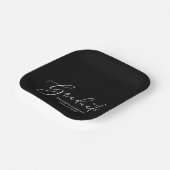 Elegante White Script Black Graduation Party Pappteller (Gewinkelt)