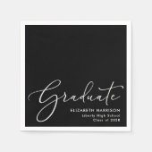 Elegante White Script Black Graduation Party Serviette (Vorderseite)